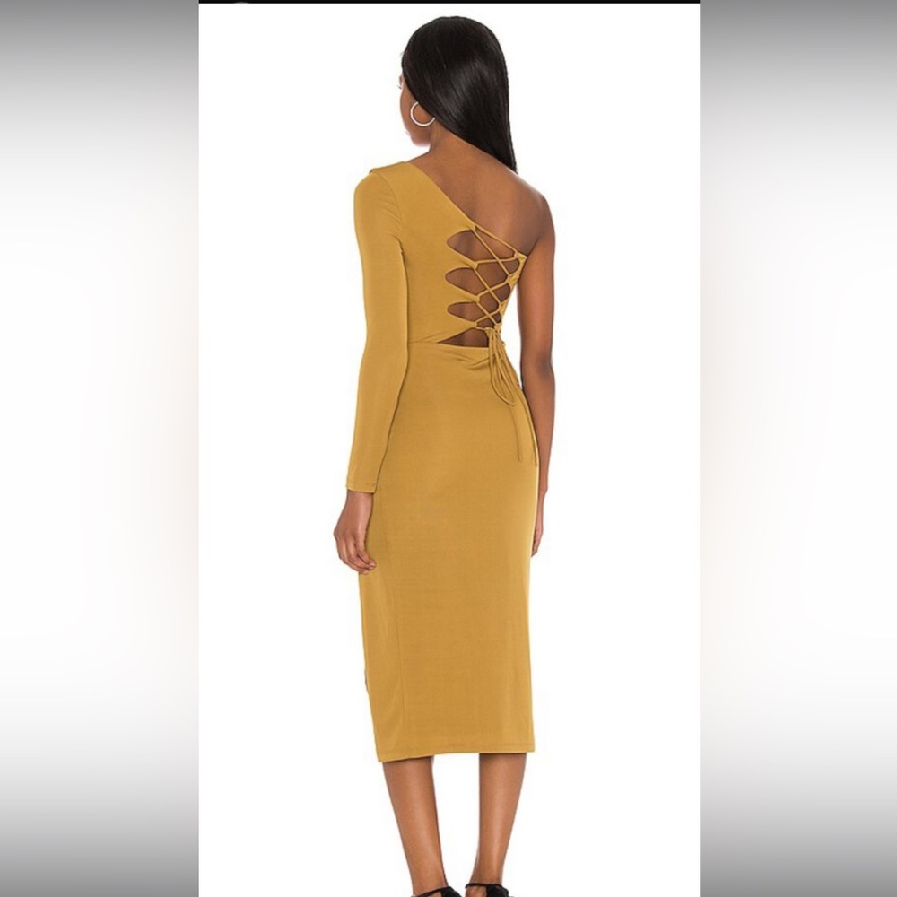 NBD Carla Lace Up Midi Dress in Toffee NWT